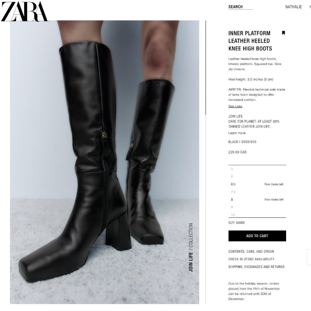 INNER PLATFORM LEATHER HEELED KNEE HIGH BOOTS